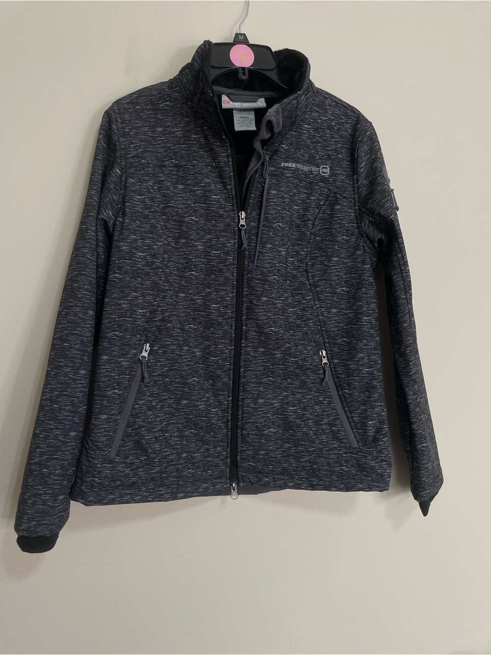 Free Country  Heather Charcoal Zip-Up Softshell Jacket Size Medium